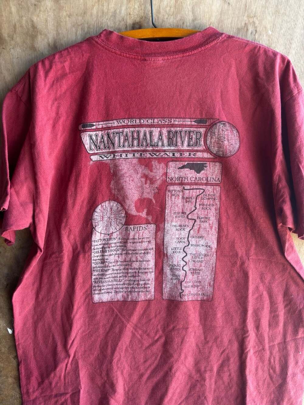 Vintage Nantahala River Whitewater T-Shirt Size Large Red Graphic Tee
